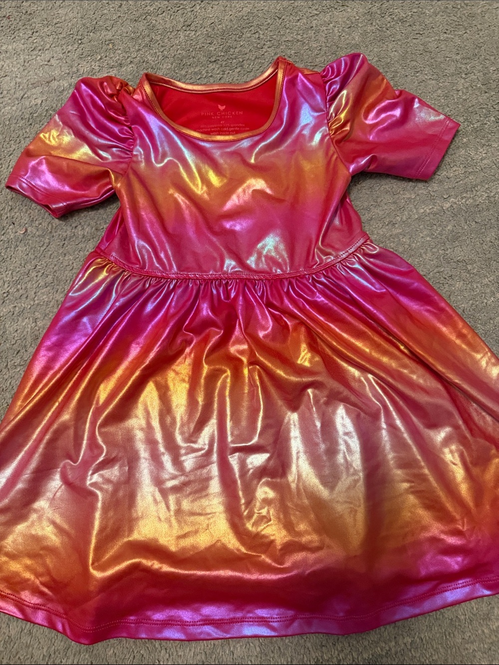 Pink Chicken Shimmery Pink-to-Orange Gradient Dance Dress